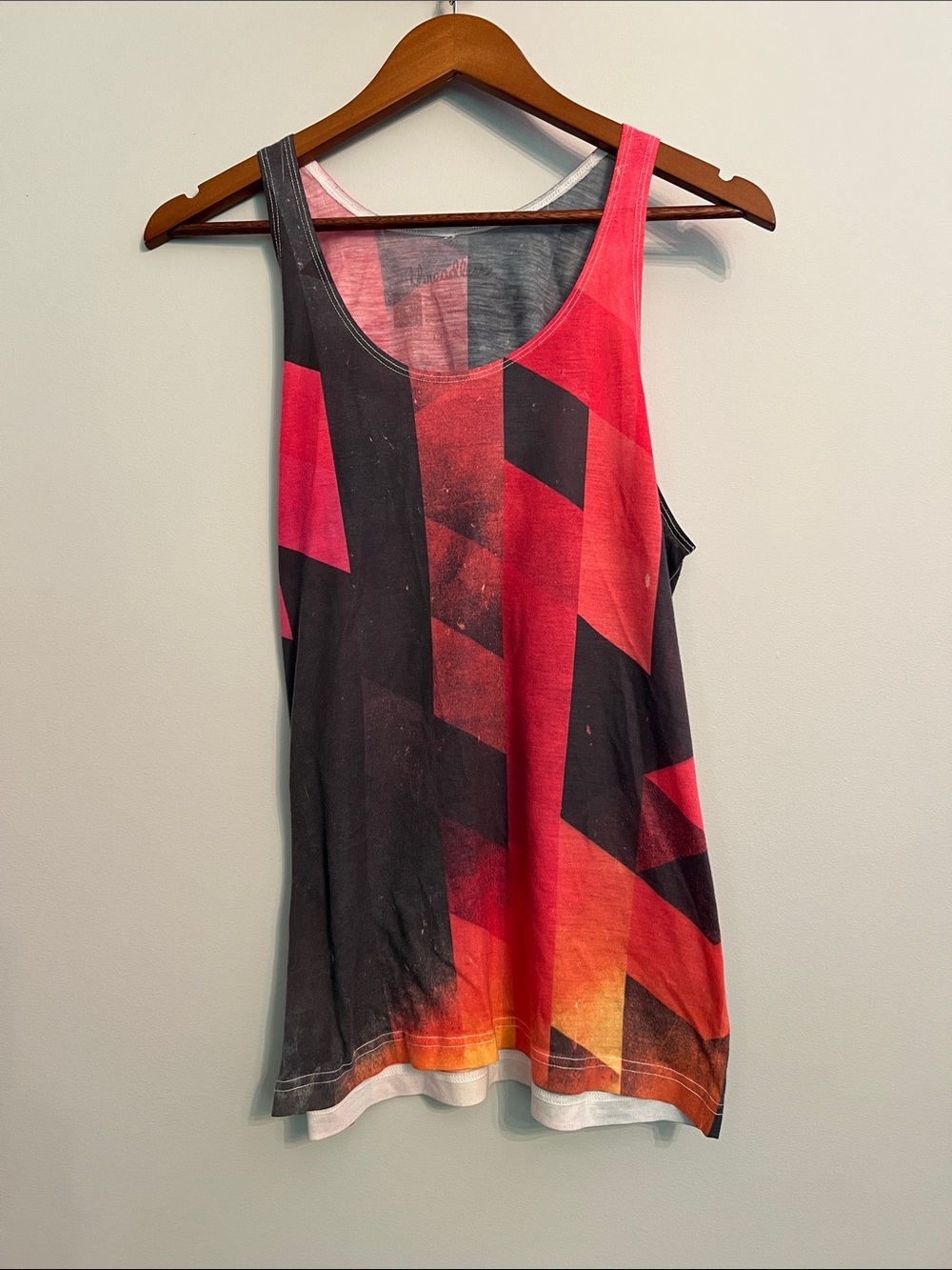 Men’s Geo-Print Tank Top - Red, Black, Orange